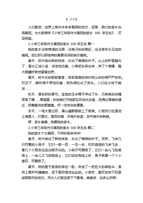 小学三年级作文美丽的家乡300字左右