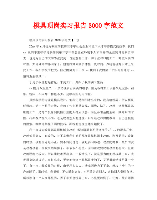 模具顶岗实习报告3000字范文