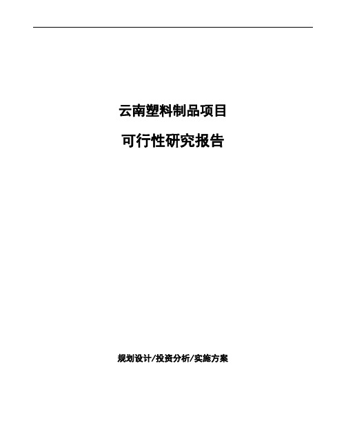 云南塑料制品项目可行性研究报告