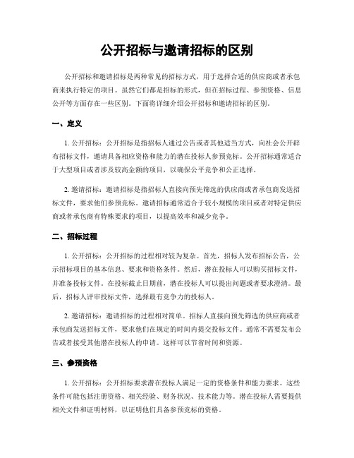 公开招标与邀请招标的区别