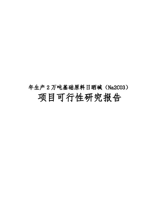 年生产2万吨基础原料日晒碱Na2CO3项目可行性实施报告