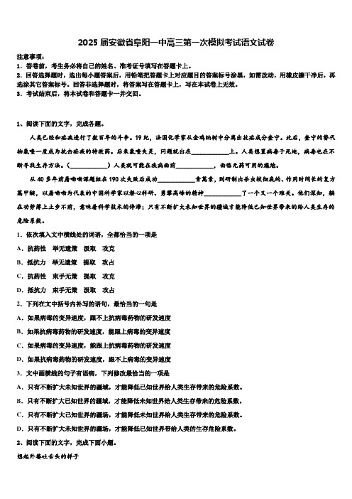 2025届安徽省阜阳一中高三第一次模拟考试语文试卷含解析