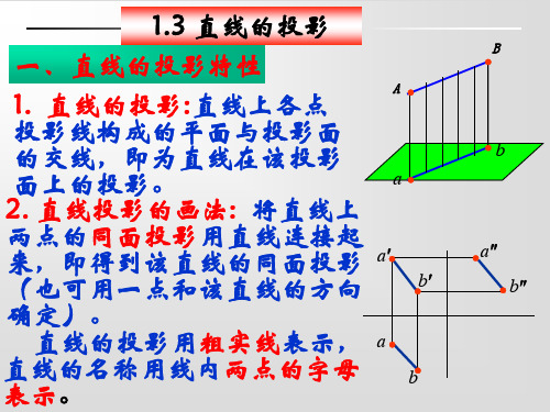 画法几何与机械制图-第1章-投影法和点、线、面的投影-1.3 直线的投影