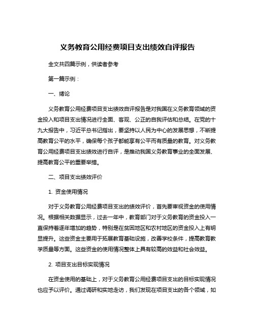 义务教育公用经费项目支出绩效自评报告