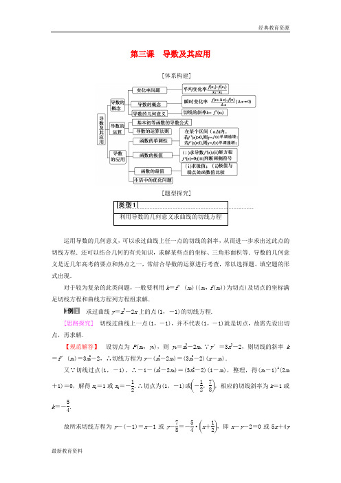 2018-2019学年高中数学 第三章 导数及其应用 阶段复习课学案 苏教版选修1-1