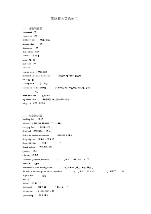 篮球相关英语词汇.docx