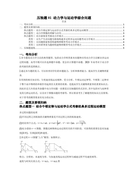 动力学与运动学综合问题(原卷版)-2023年高考物理压轴题专项训练(新高考专用)