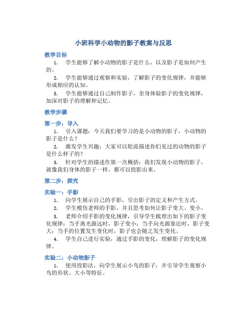 小班科学小动物的影子教案与反思