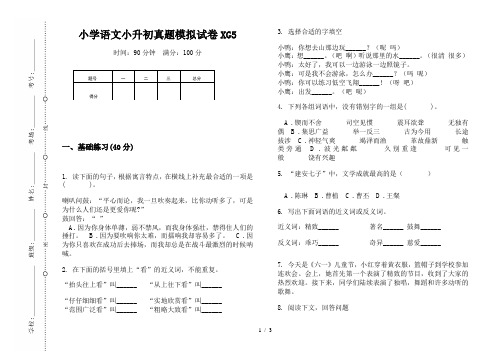 【小学教育】2019最新小学语文小升初(通用版)真题模拟试卷XG5—8K可直接打印