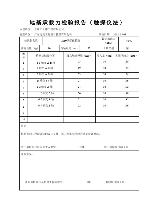 地基承载力检验报告