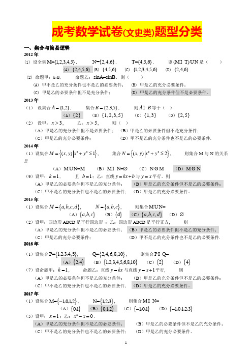 成人高考数学试题(历年成考数学试题答案与解答提示)