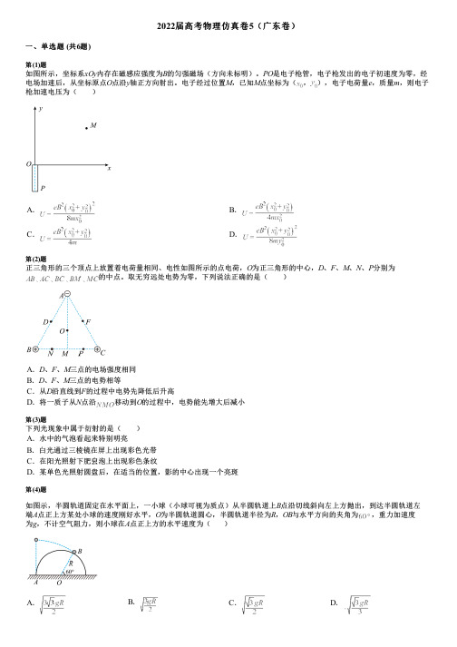 2022届高考物理仿真卷5(广东卷)