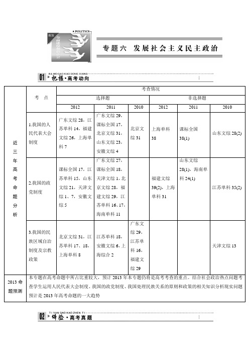 2020年高考政治二轮精品复习讲义：专题6 发展社会主义民主政治