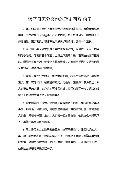 浪子身无分文也敢游走四方 句子