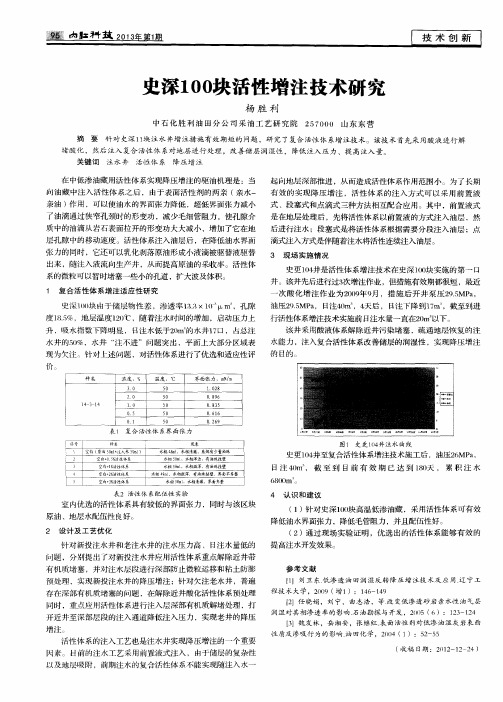 史深100块活性增注技术研究