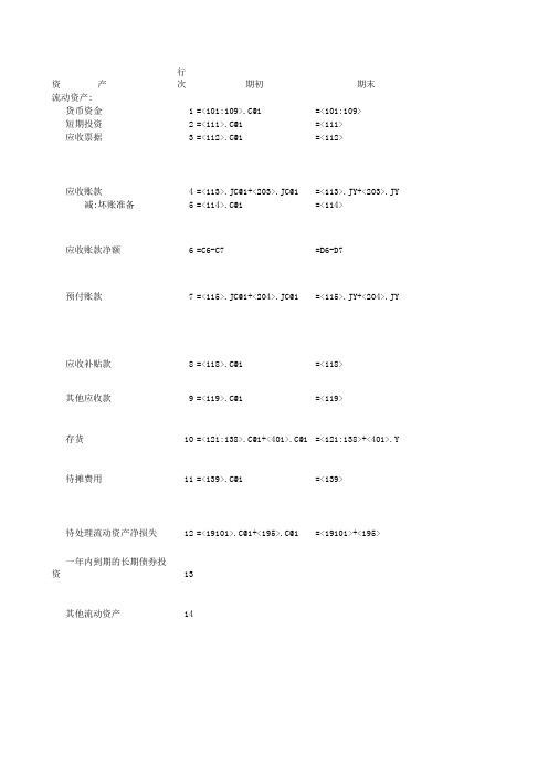 金碟财务软件资产负债表考试公式注解