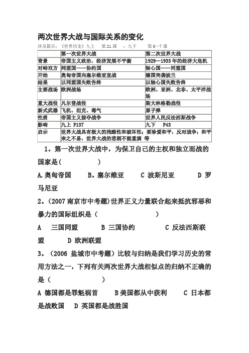 两次世界大战与国际关系的变化