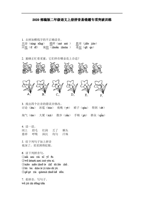 2020部编版二年级语文上册拼音易错题专项突破训练