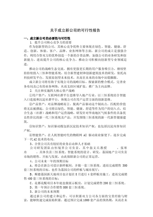 关于成立新公司的可行性报告