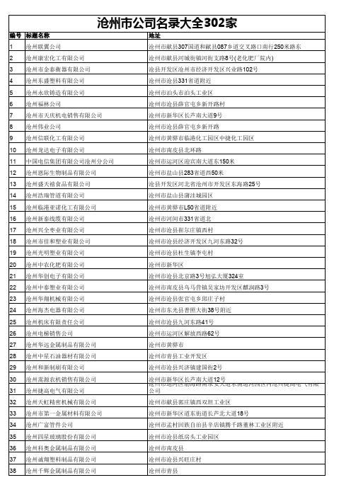 沧州市公司名录大全302家