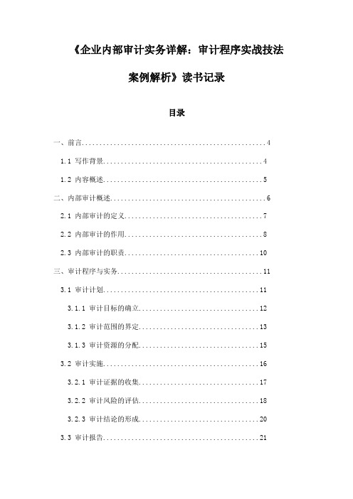 企业内部审计实务详解：审计程序实战技法案例解析_札记