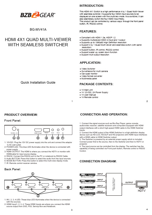 HDMI 4X1 四通道多视图器说明书