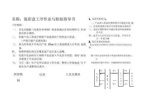 保温杯包装车间装彩盒工序作业与检验指导书