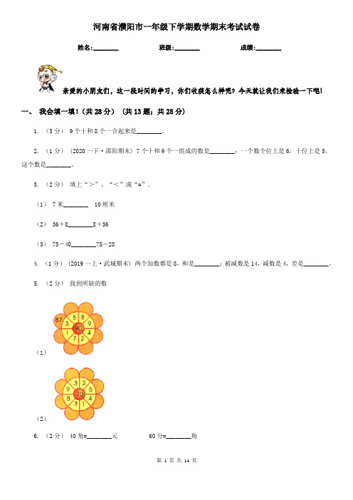 河南省濮阳市一年级下学期数学期末考试试卷