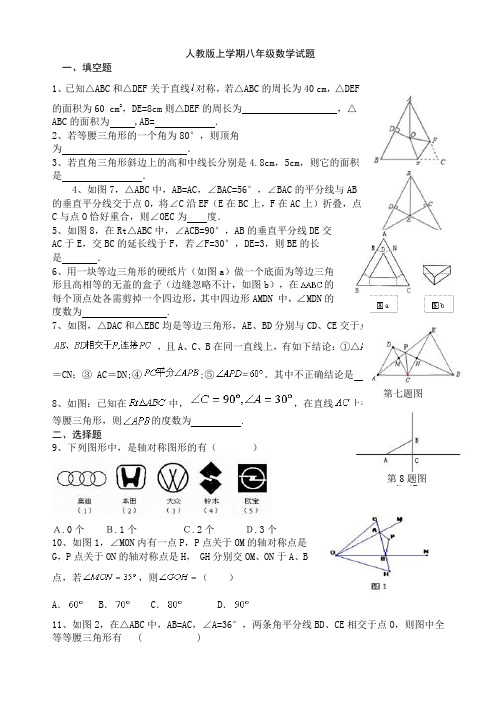 人教版八年级上学期期中考试数学试题