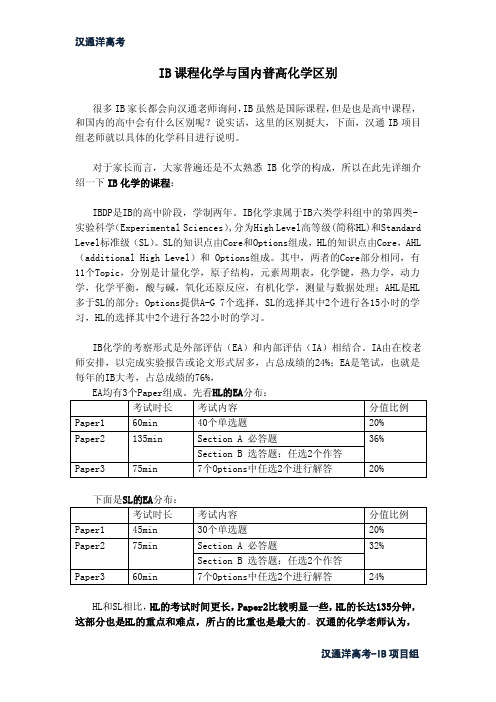 IB 化学真的比普高化学区别