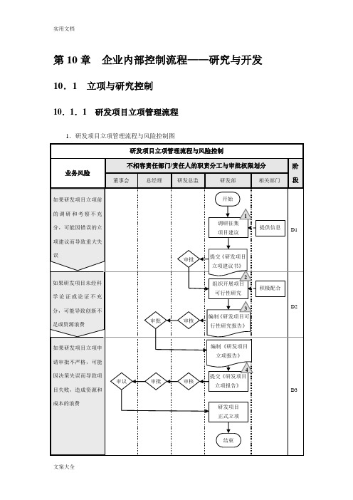 企业内部控制流程-研究与开发