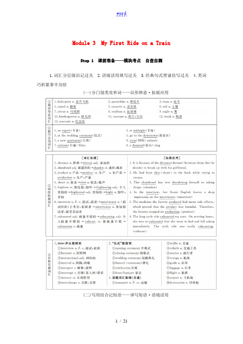 高考英语总复习 Module 3 My First Ride on a Train教学案 外研版必修