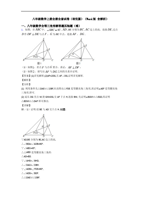 八年级数学上册全册全套试卷(培优篇)(Word版 含解析)