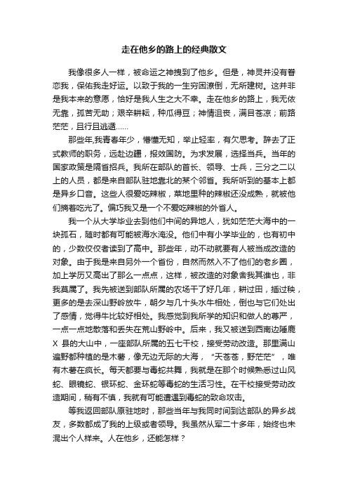 走在他乡的路上的经典散文