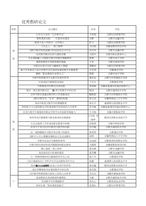 优秀教研论文