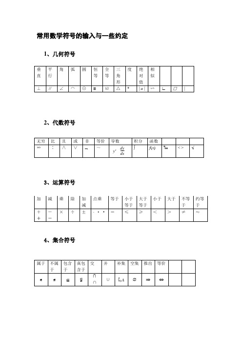 常用数学符号的输入.doc