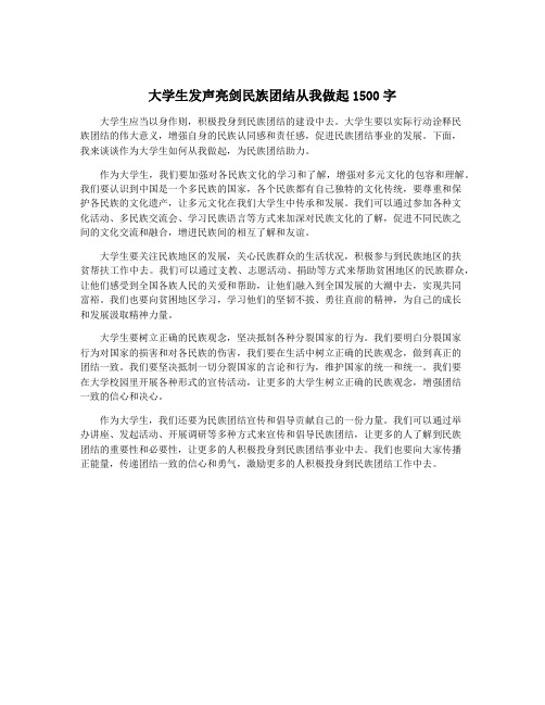 大学生发声亮剑民族团结从我做起1500字