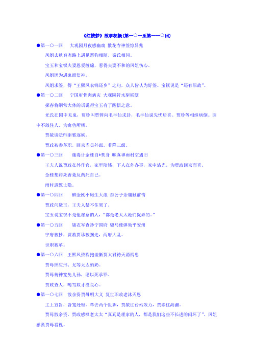 2019学年江苏省启东中学苏教版高二语文选修系列《红楼梦》精品资料：梗概及问题101-110回 (含答案)