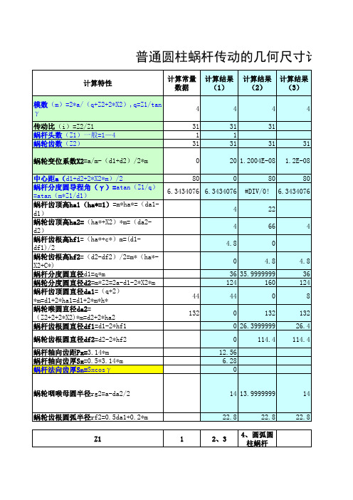 蜗轮蜗杆计算公式(简洁版)