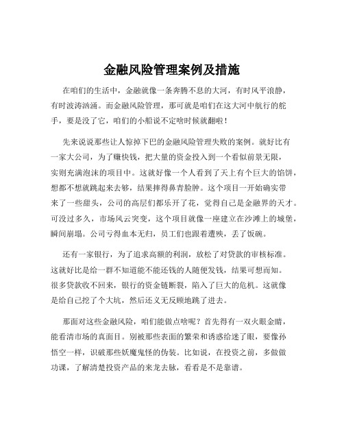 金融风险管理案例及措施