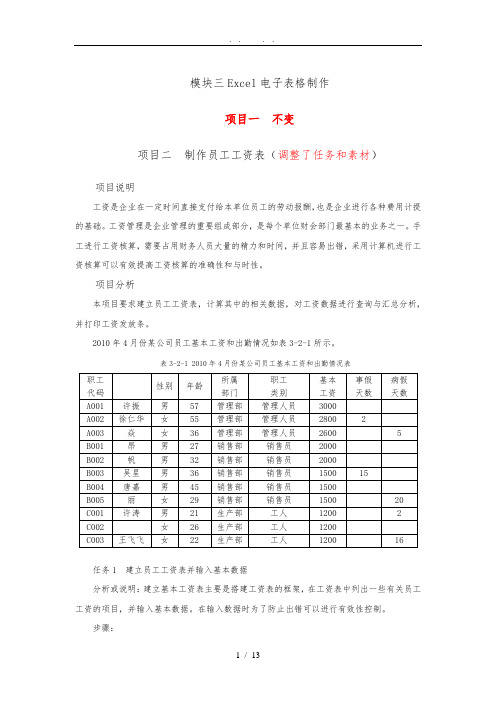 Excel讲解及练习--员工工资表