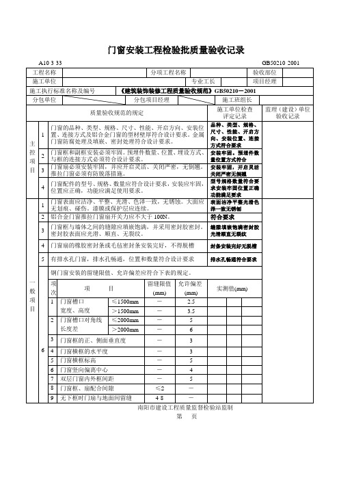 铝合金检验批