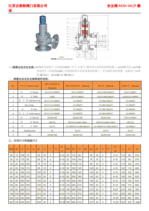 法兰安全阀A42H-16C A42Y-16C