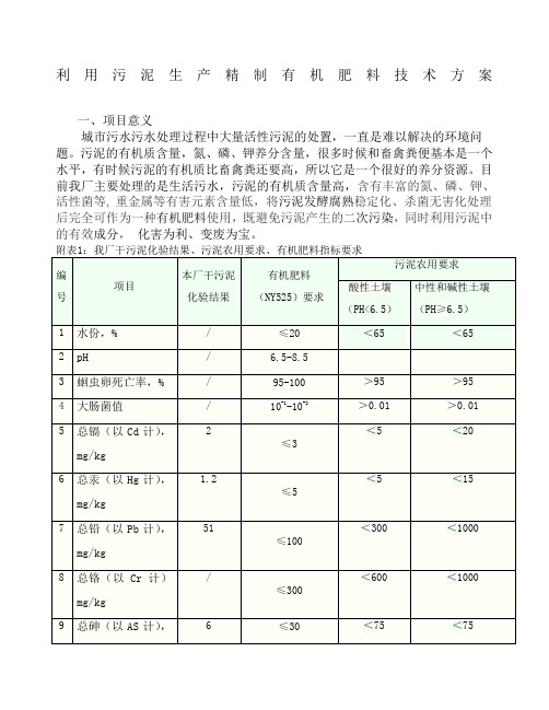 利用污泥生产有机肥技术方案