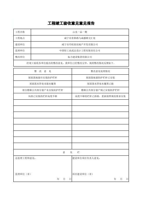 工程竣工验收整改意报告