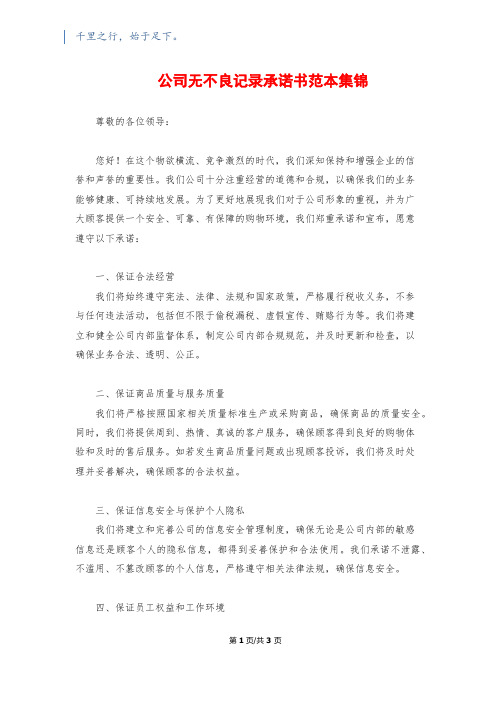 公司无不良记录承诺书范本集锦