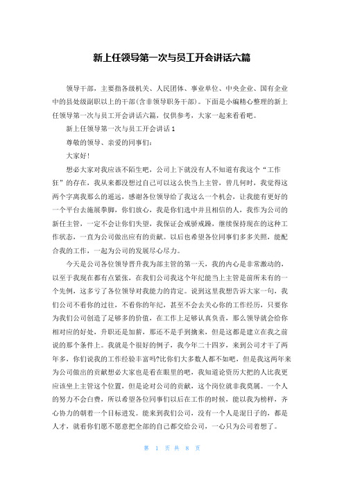 新上任领导第一次与员工开会讲话六篇