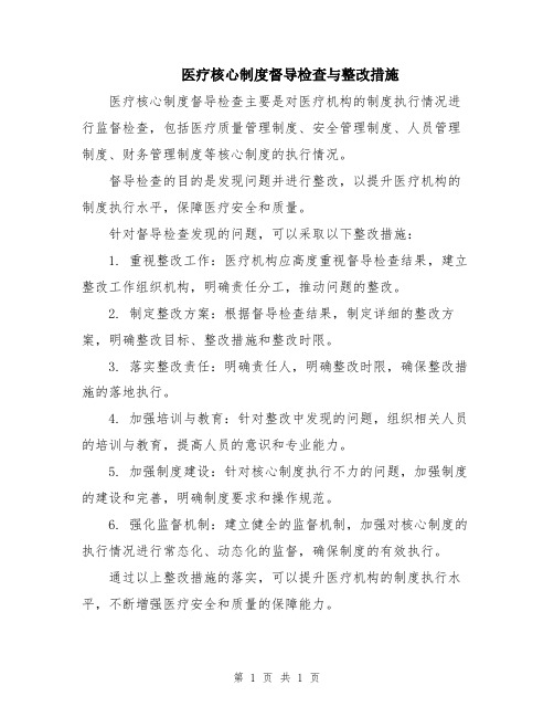 医疗核心制度督导检查与整改措施