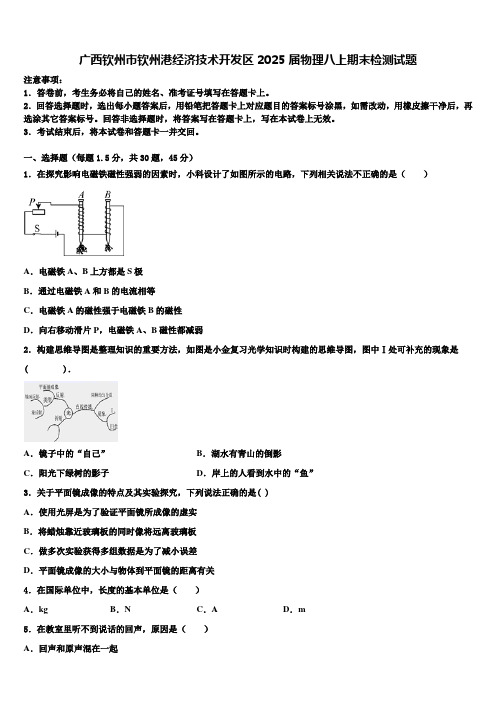 广西钦州市钦州港经济技术开发区2025届物理八上期末检测试题含解析