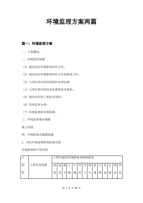 环境监理方案两篇